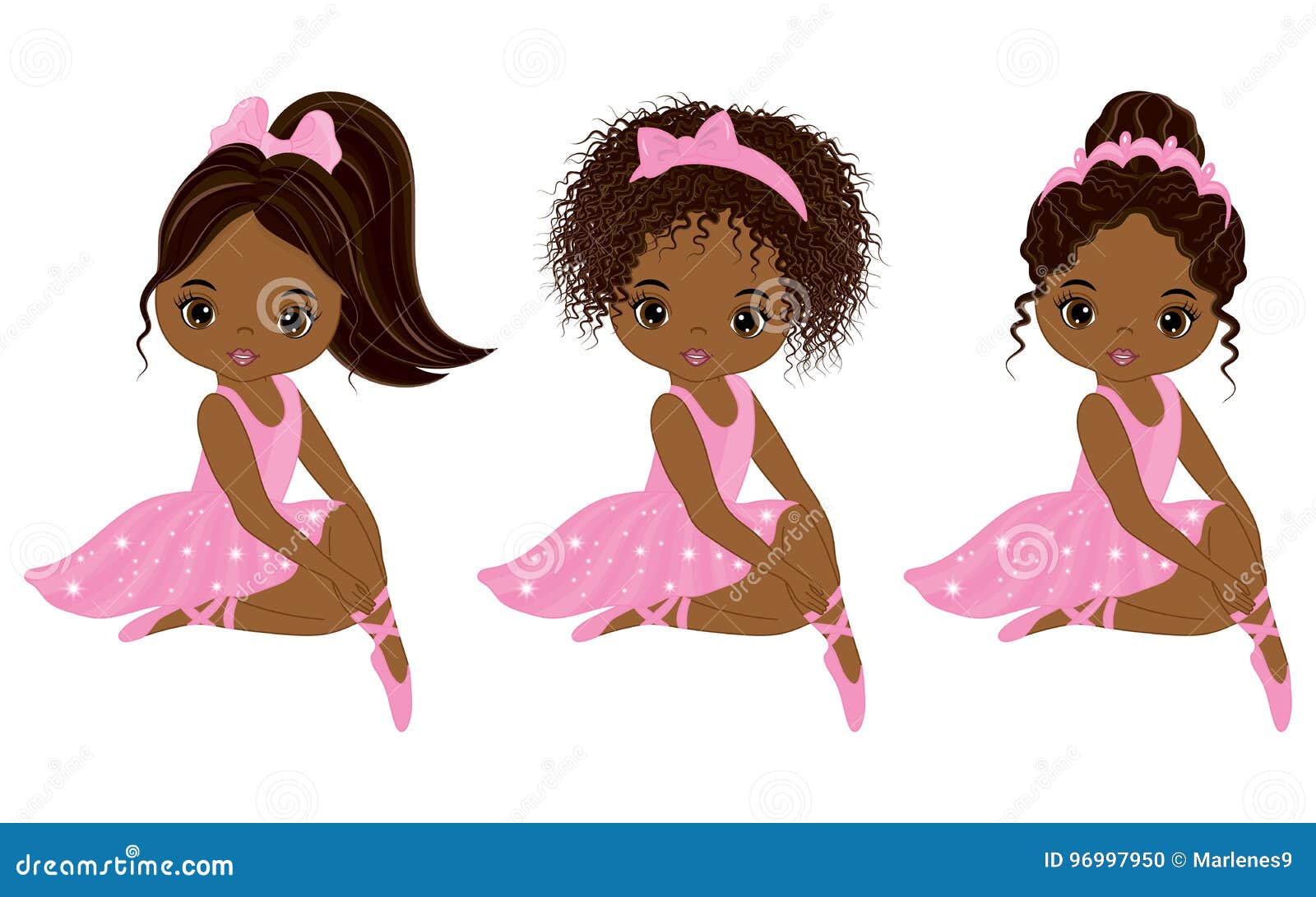 Bailarinas Afro-americanos Pequenas Bonitos Do Vetor Ilustração do Vetor -  Ilustração de cartoon, bailarinas: 96997950