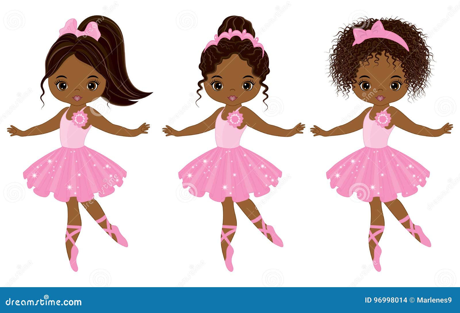 Bailarinas Afro-americanos Pequenas Bonitos Do Vetor Ilustração do Vetor -  Ilustração de liso, digital: 96998014