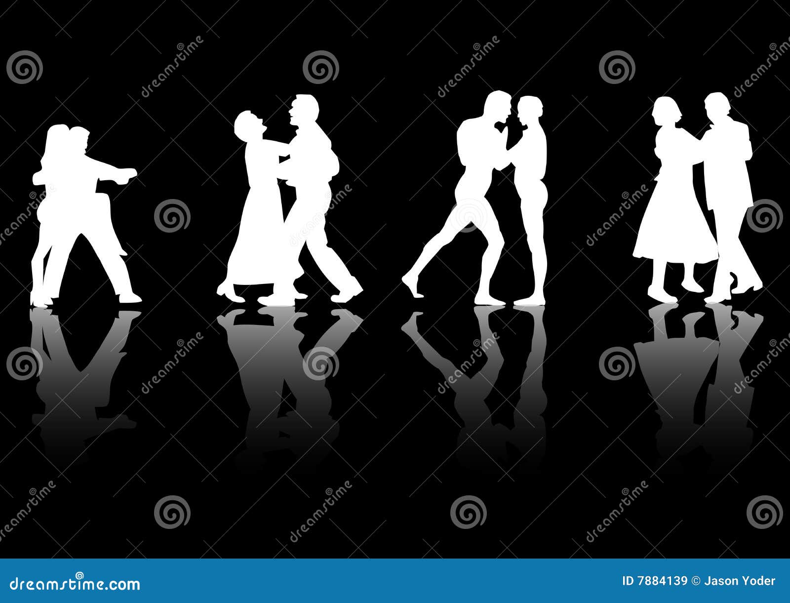 Bailarines con reflexiones stock de ilustración. Ilustración de bailarines  - 7884139