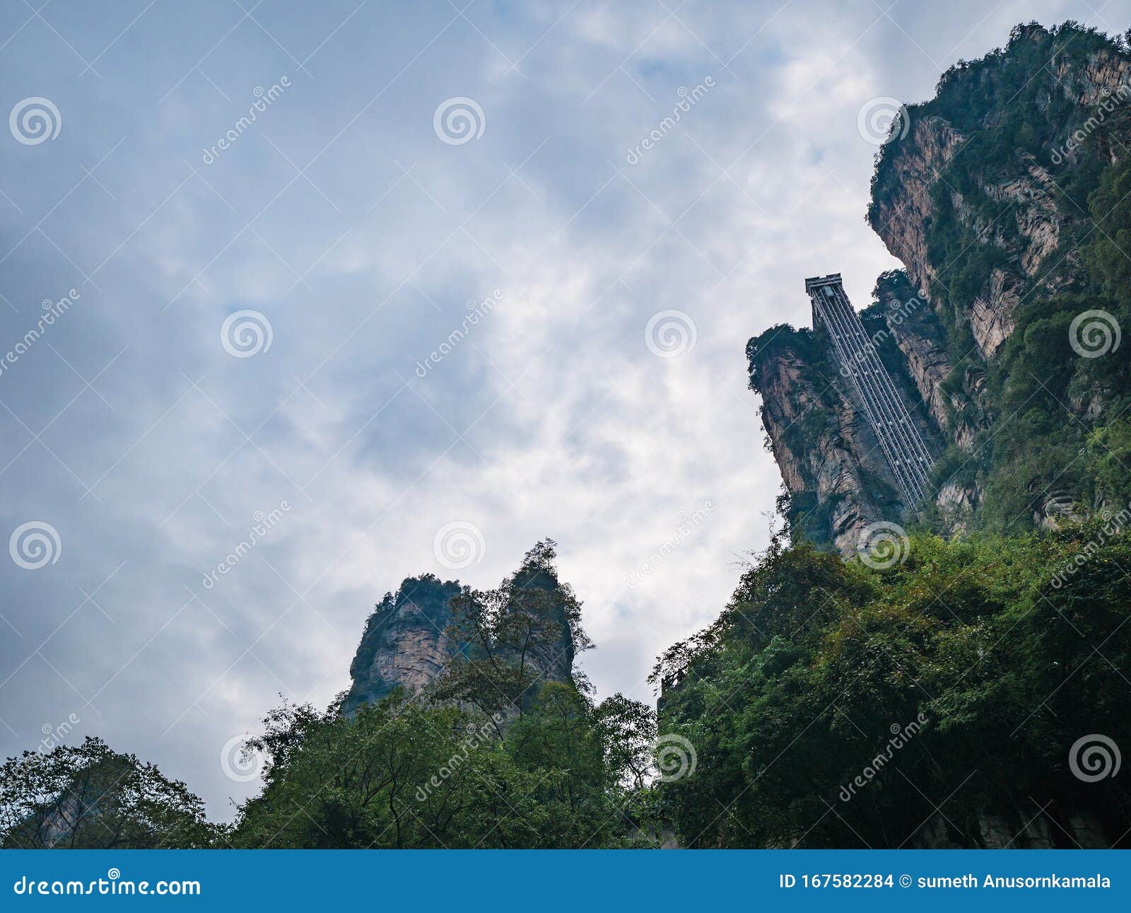 bailong elevator of zhangjiajie national forest park in wulingyuan district zhangjiajie city china.