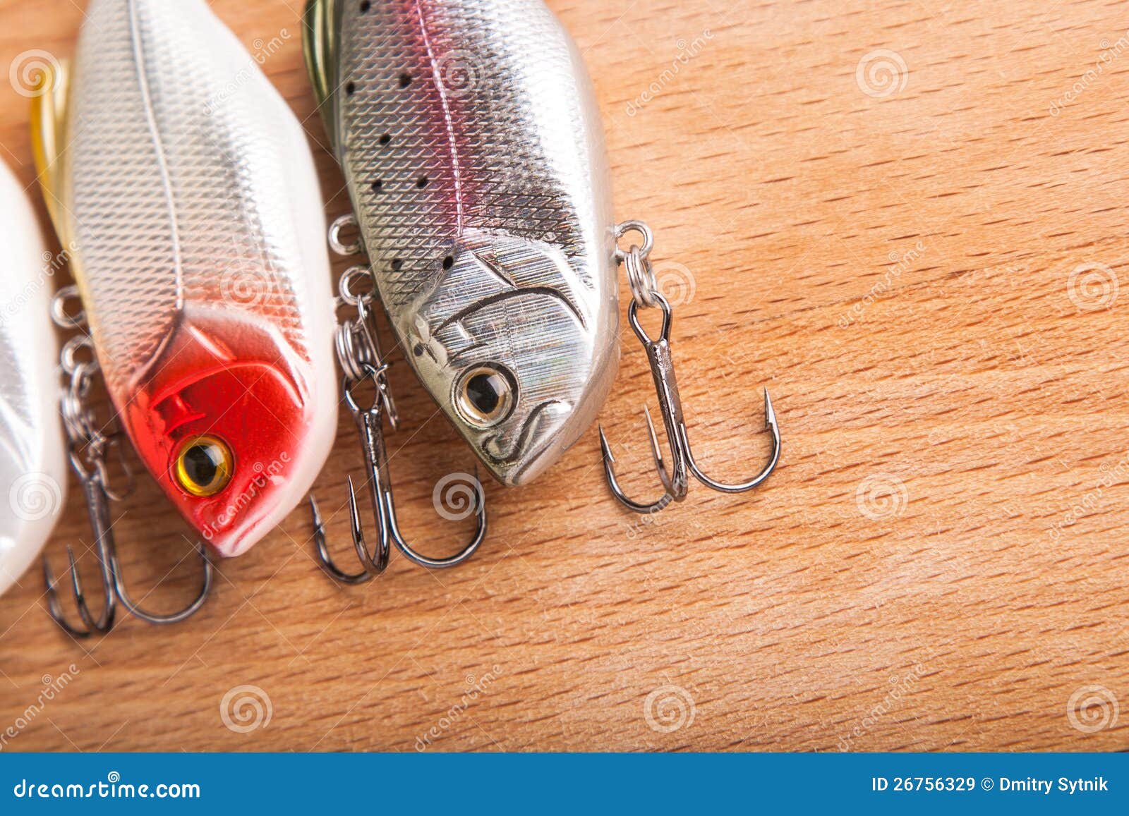 Bait for Fishing - Wobbler on Light Wood Stock Image - Image of