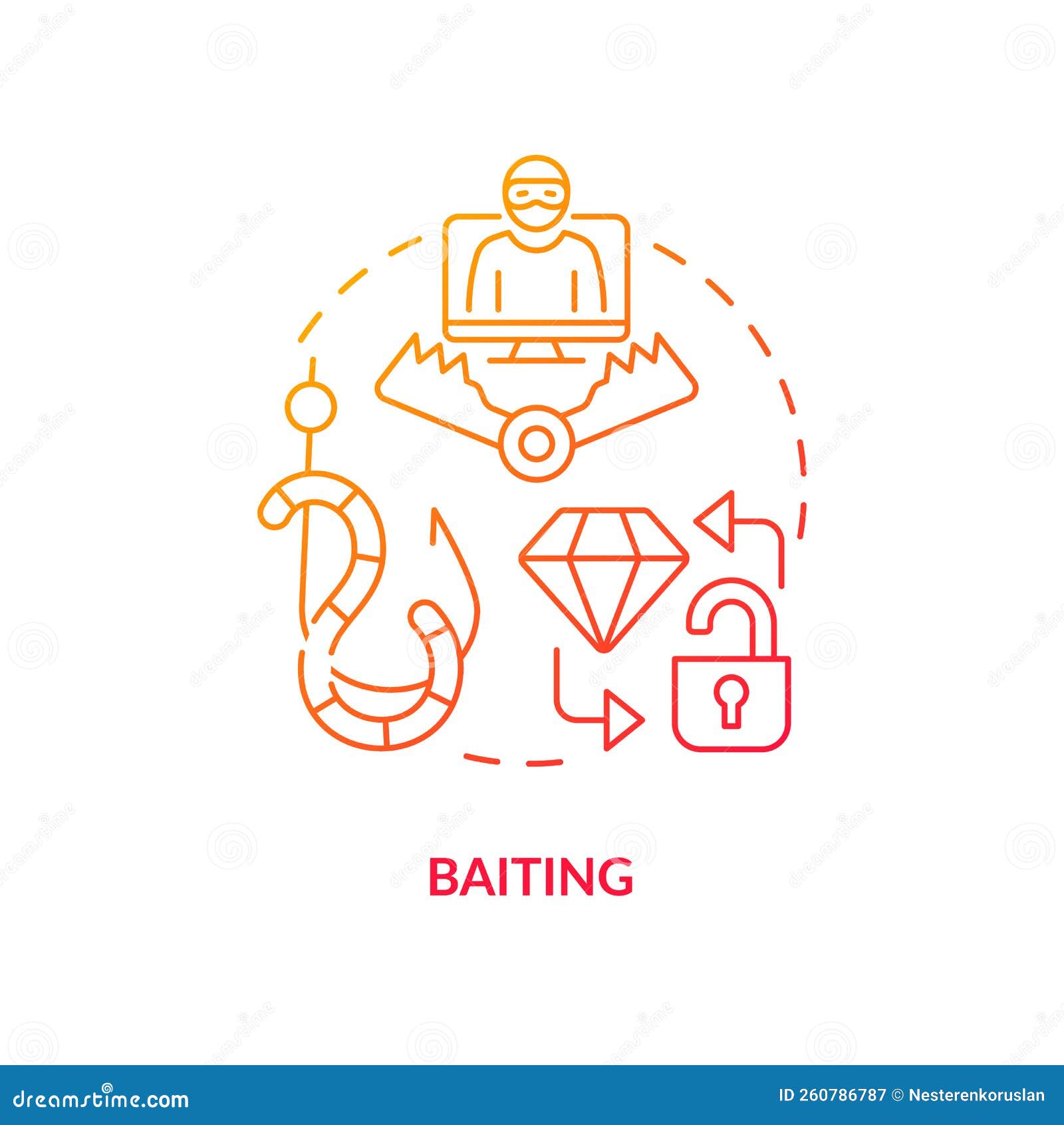 Baiting Attack Red Gradient Concept Icon Stock Illustration