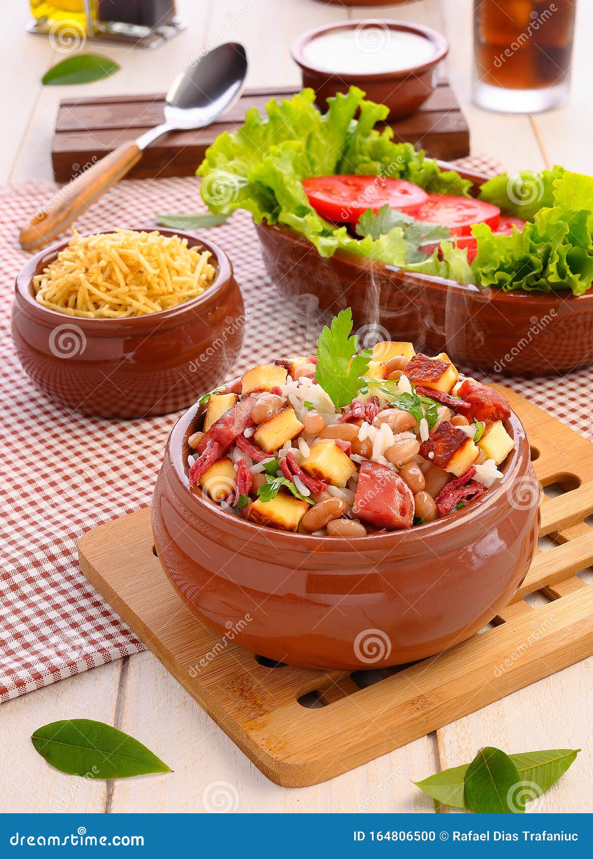 baiÃÂ£o de dois - brazilian traditional food - sausage, curd cheese, dried beef and rice