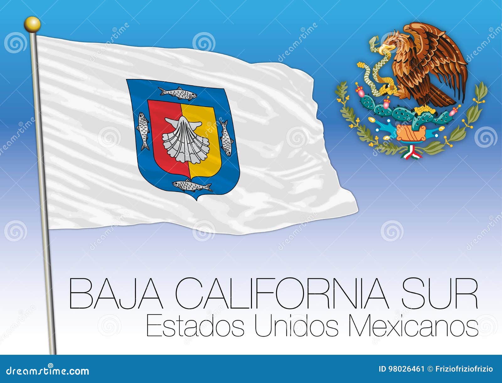 Baja California Sur Regional Flag, United Mexican States, Mexico Stock