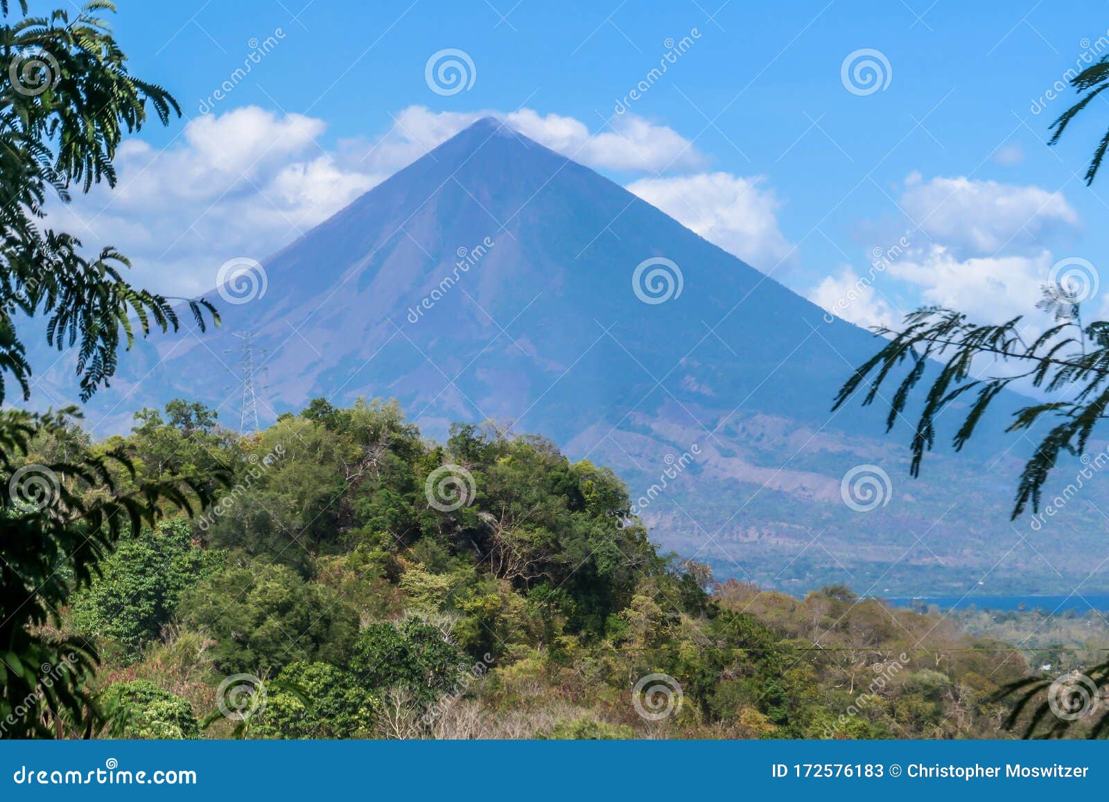 bajawa - distant view on volcano inierie