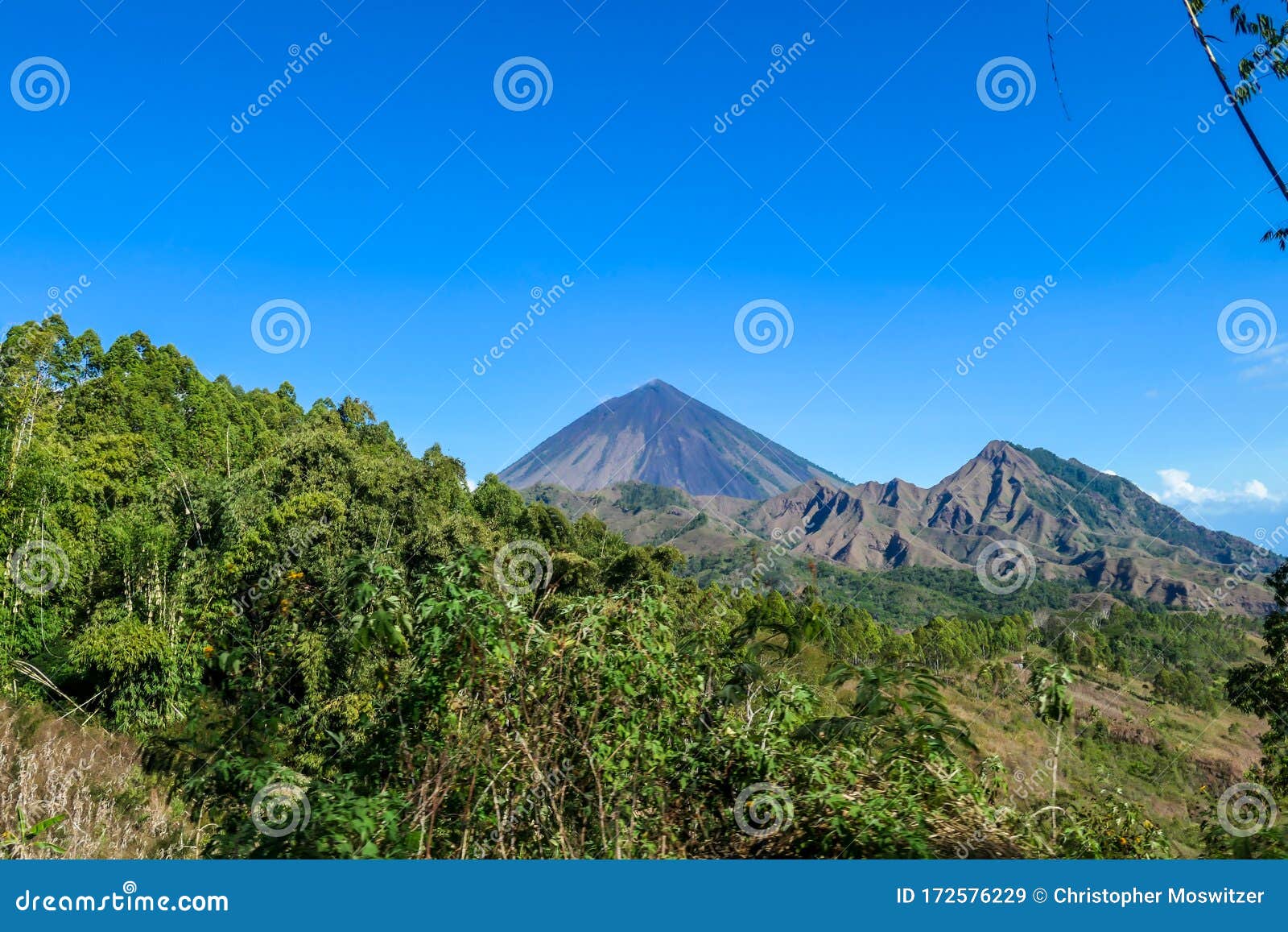 bajawa - distant view on volcano inierie