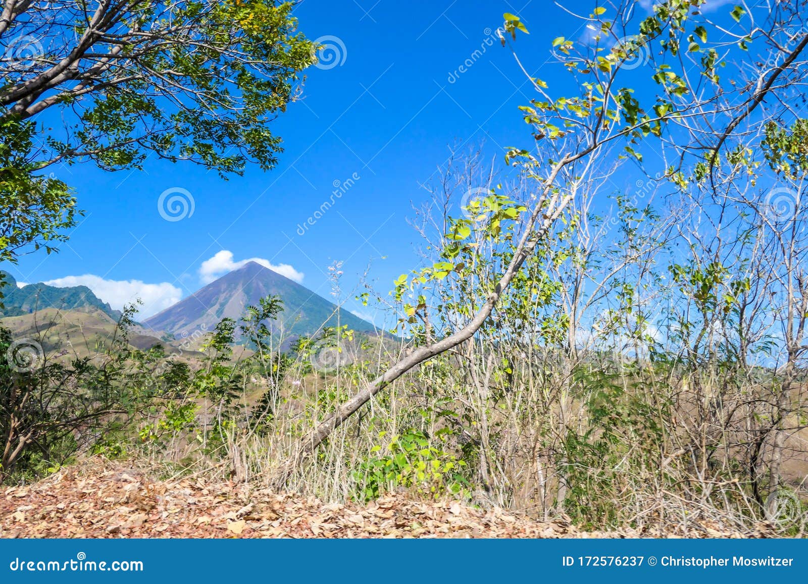 bajawa - distant view on volcano inierie
