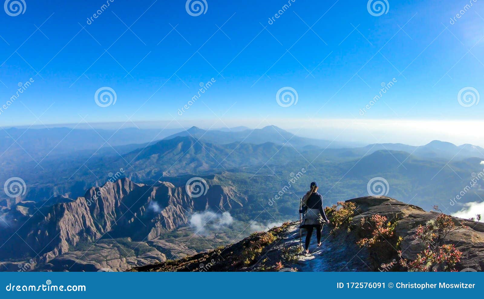 bajawa - a girl going down the volcano inierie