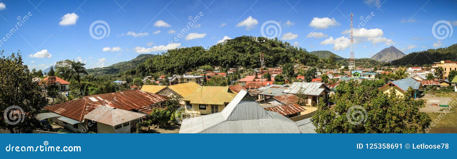 panorama on bajawa town, nusa tenggara, flores island, indonesia