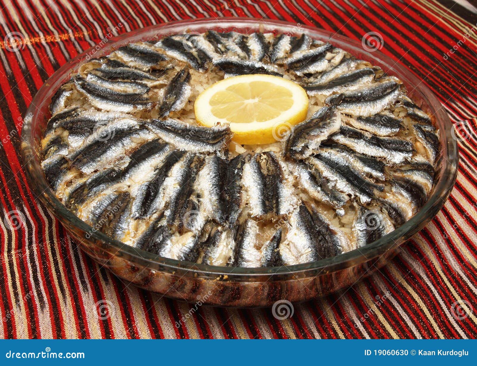 Baked anchovy with rice stock photo. Image of seafood 19060630