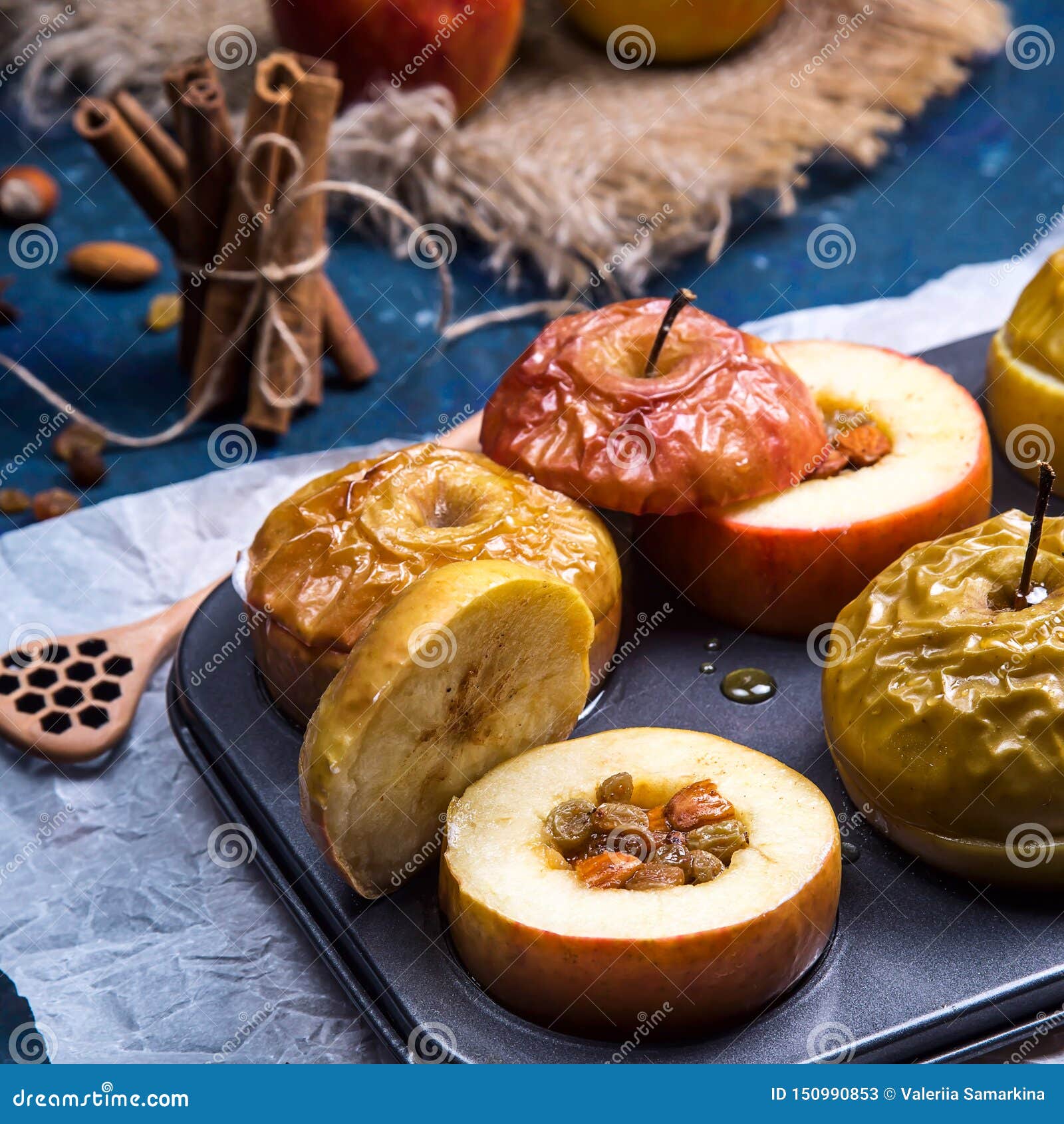 Baked Apples As a Healthy Vegan Sugar-free Dessert Stock Image - Image