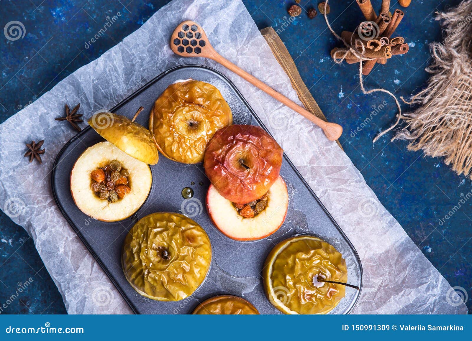 Baked Apples As a Healthy Vegan Sugar-free Dessert Stock Image - Image
