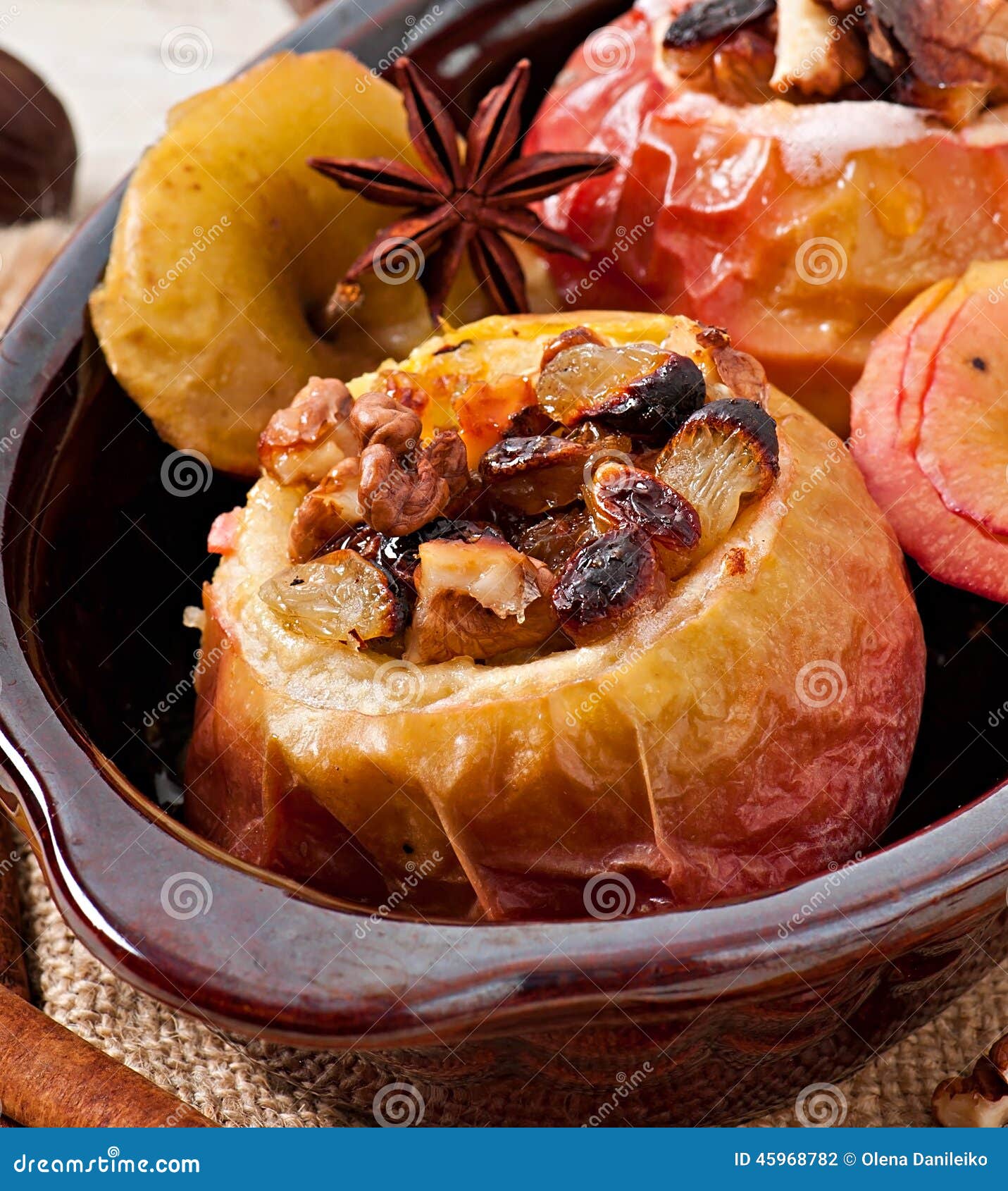 Baked apples with raisins stock photo. Image of season 45968782