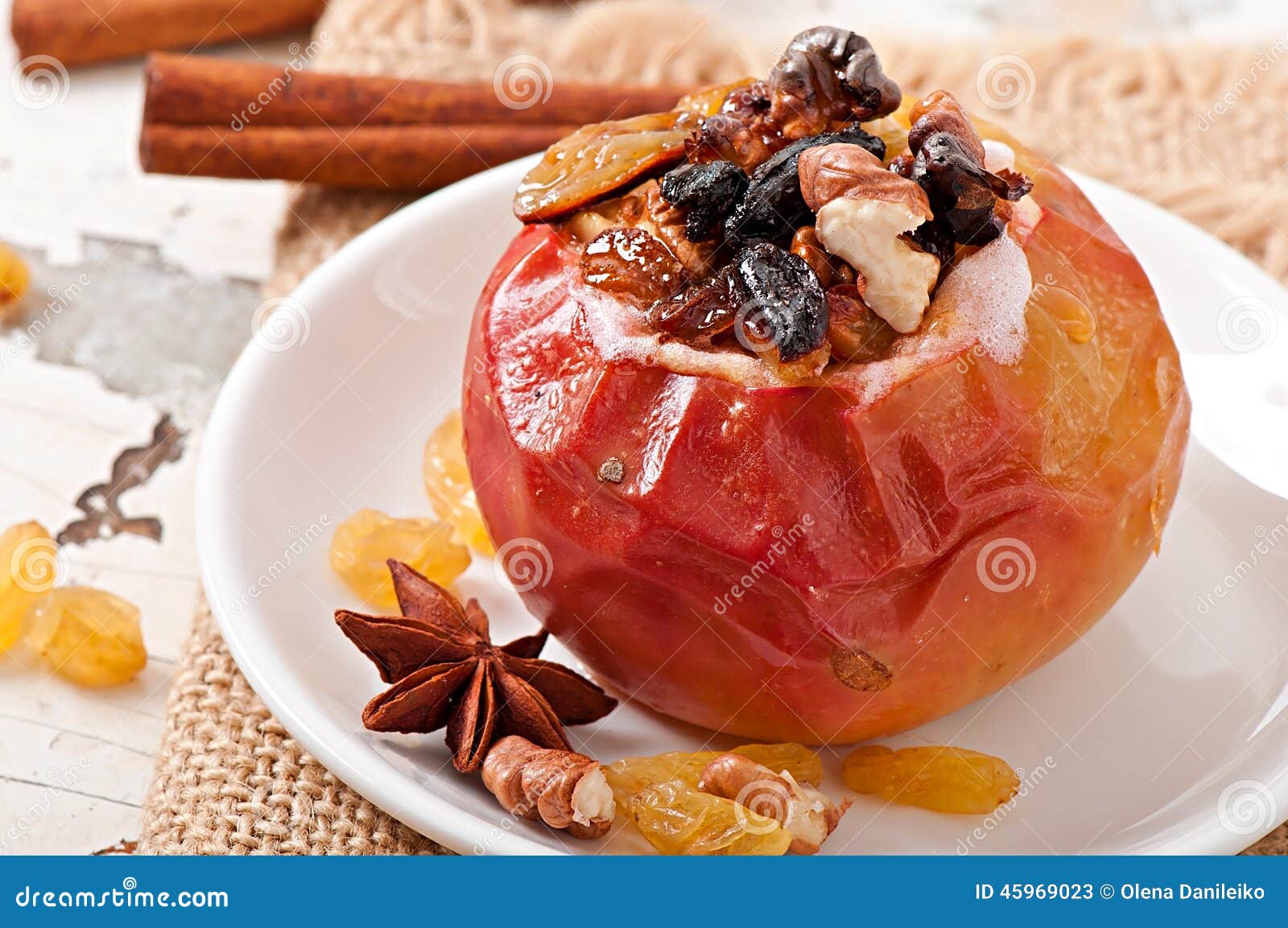 Baked apples with raisins stock image. Image of stuffed 45969023