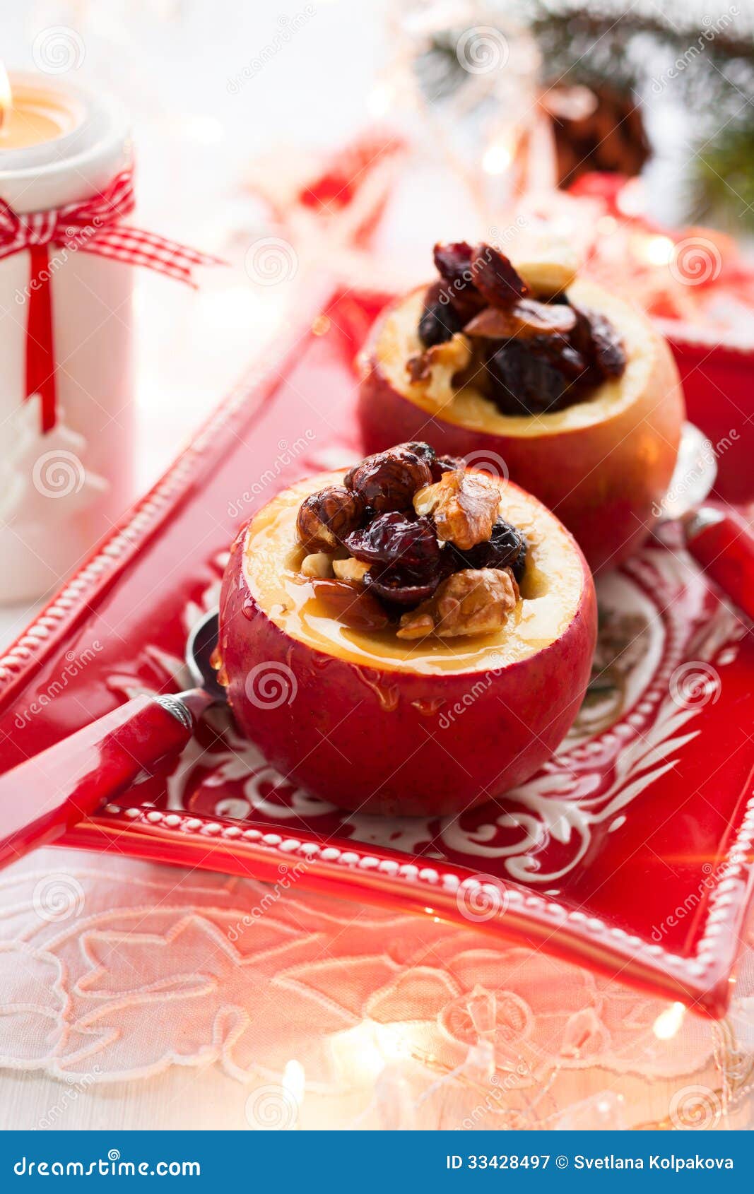 Baked apples stock image. Image of honey, dessert, festive 33428497