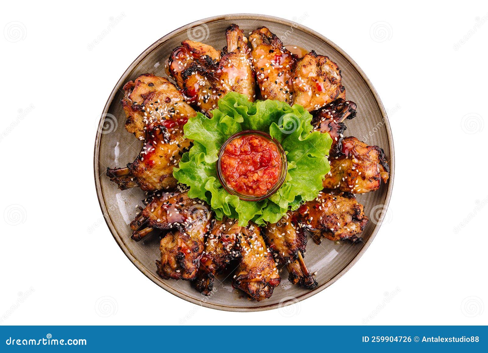 Baked Barbecue Chicken Wings with White Sesame Stock Photo Image of