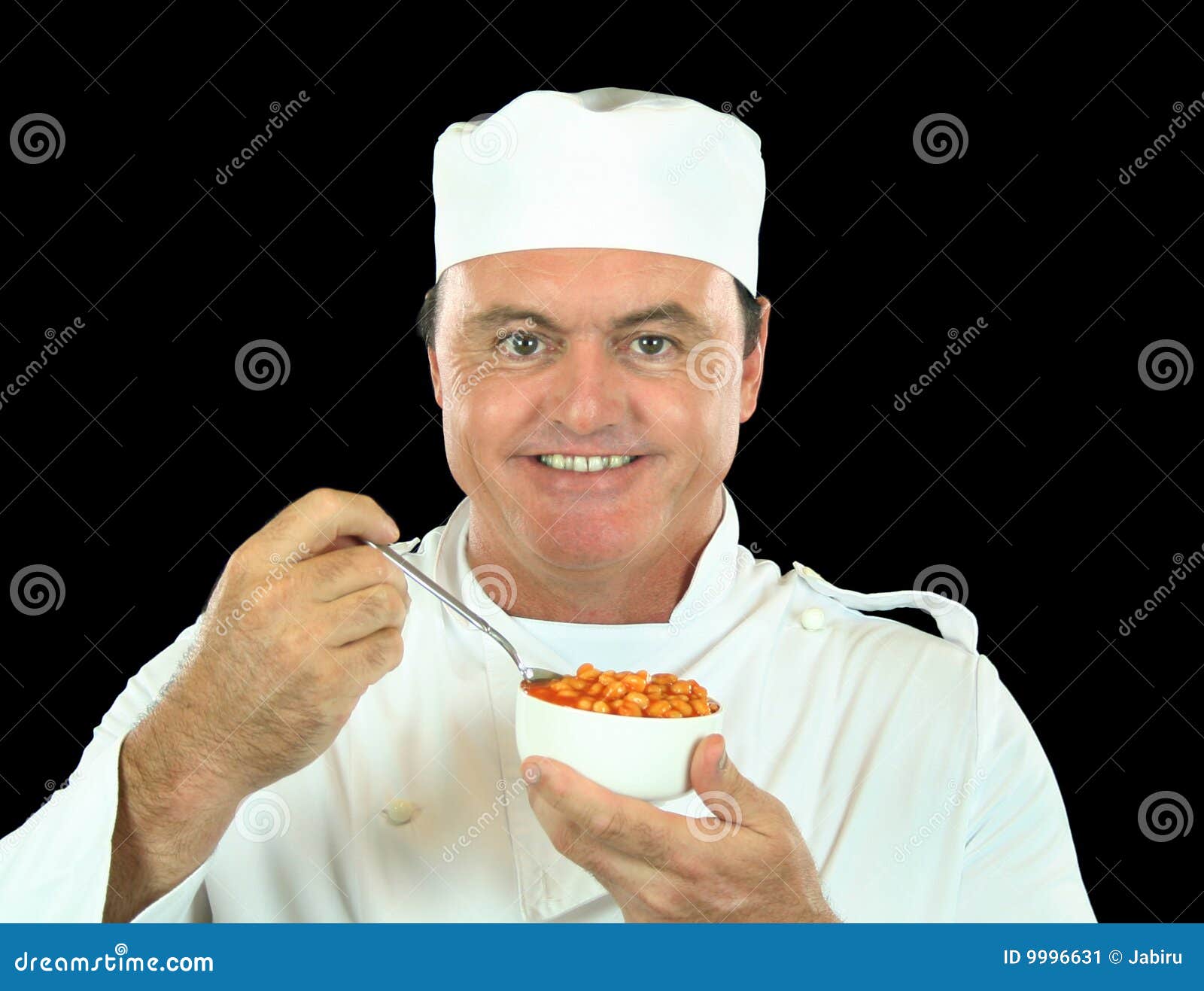 Baked Beans Chef stock image. Image of spoon, pleased 9996631