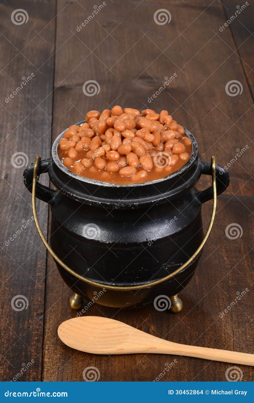 Baked Beans in Pot with Spoon Stock Photo Image of tomato, serving