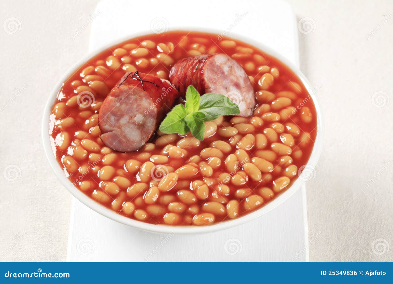 Baked beans and sausage stock photo. Image of white, tomato 25349836