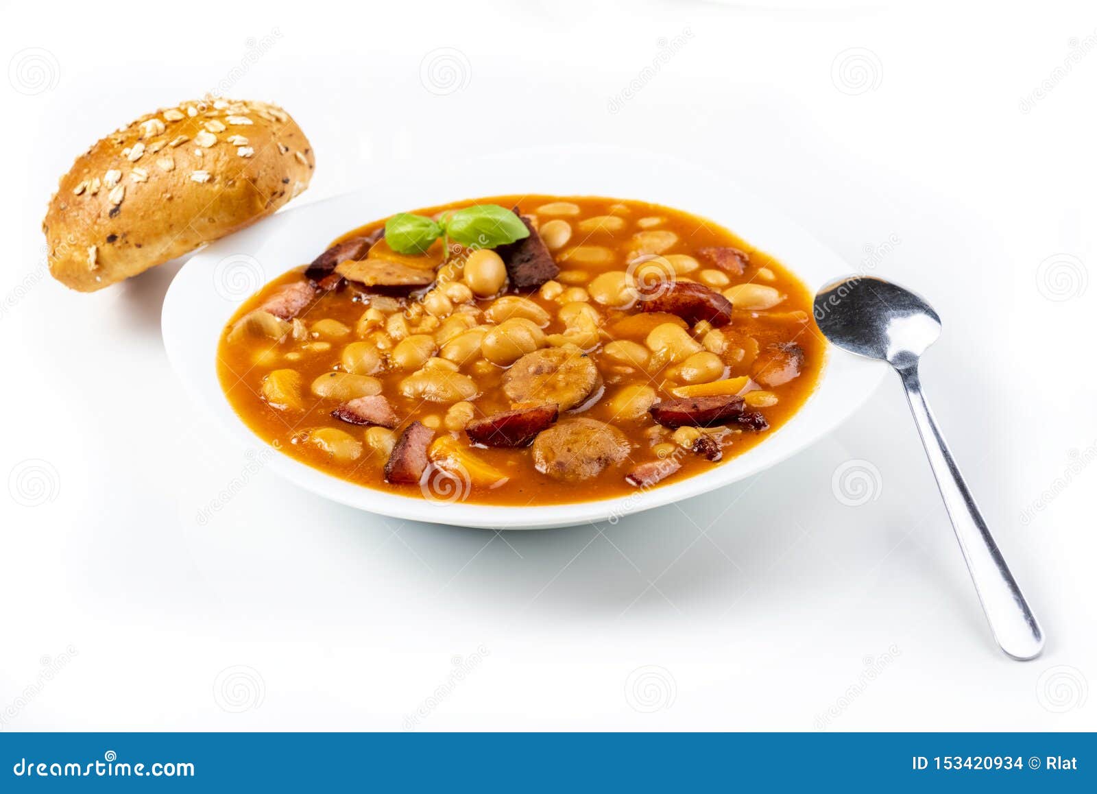 Baked Beans with Sausage and Vegetables Stock Photo Image of dish, delicious 153420934