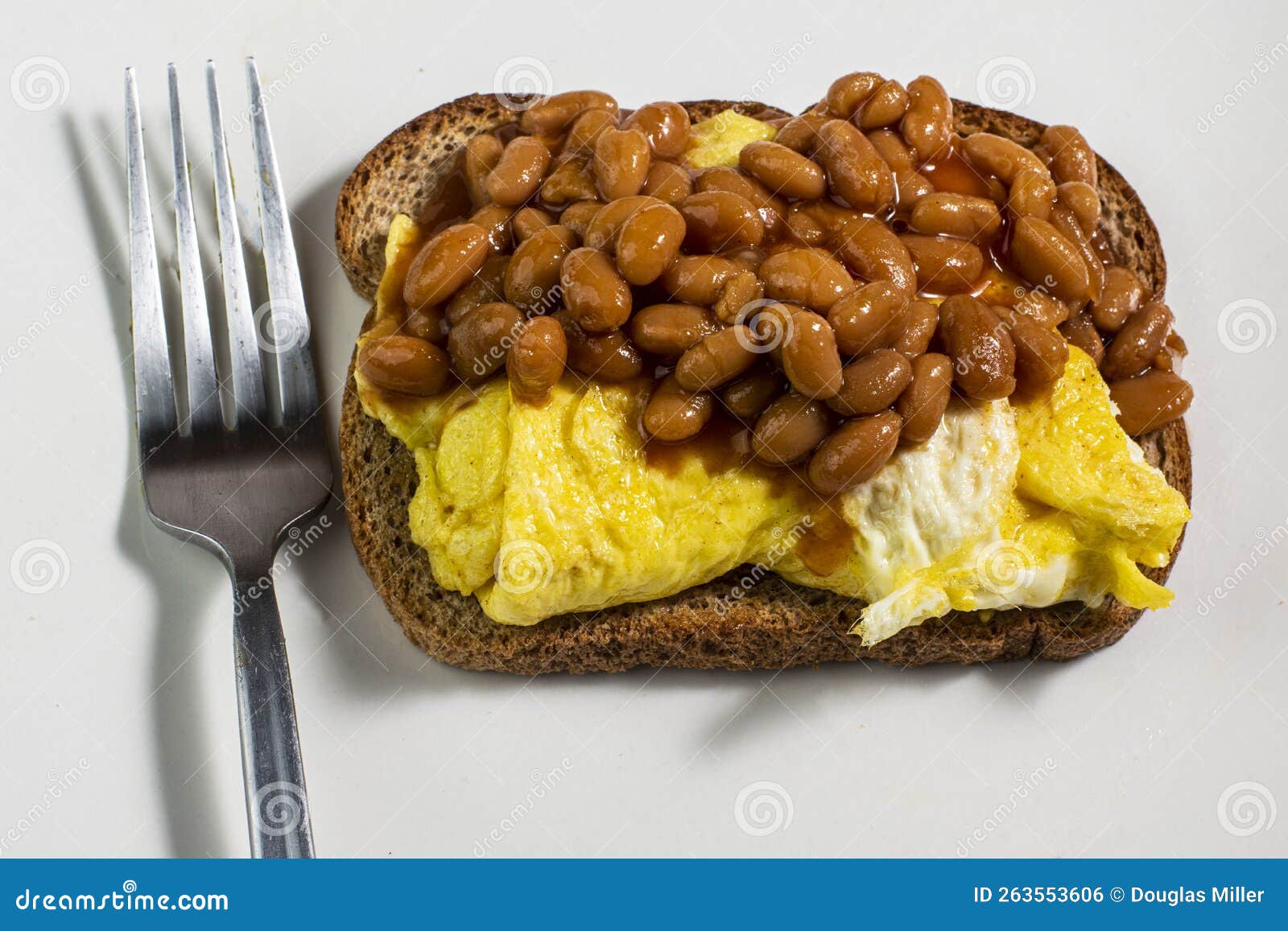 Baked Beans with Scamble Eggs on Wheat Bread Stock Photo Image of meal, beans 263553606