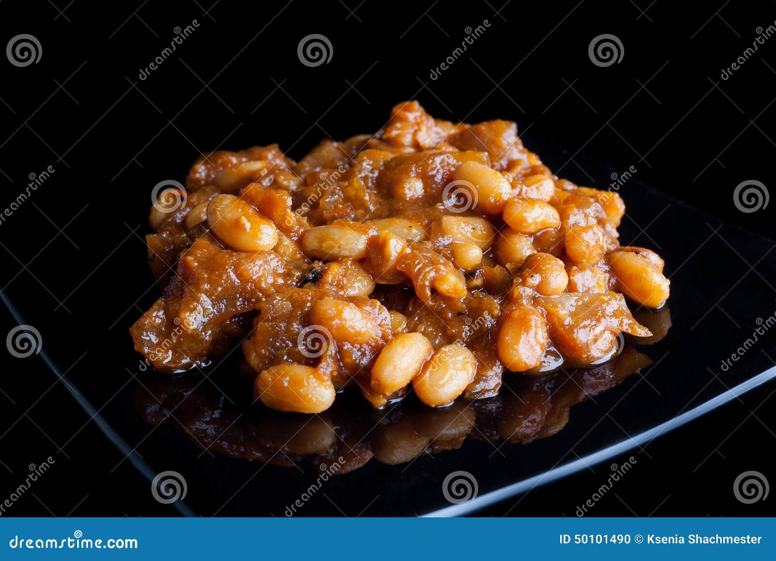 Baked Beans in Tomato Sauce Stock Photo Image of plate, tomato 50101490
