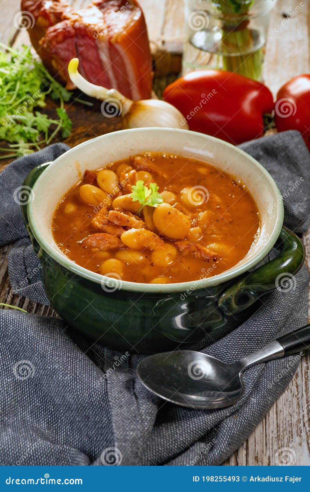 Baked Beans in Tomato Sauce Stock Image Image of meat, food 198255493
