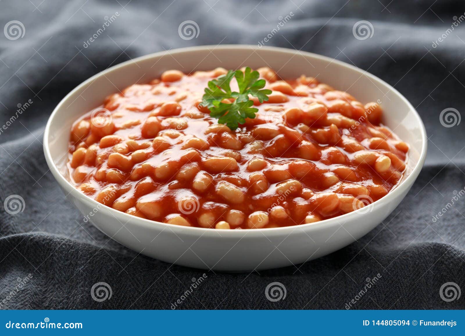 Baked Beans in Tomato Sauce in White Bowl Stock Photo Image of baked