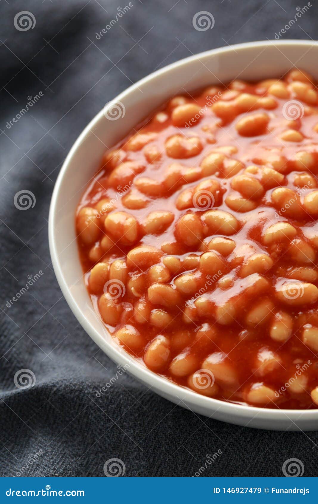 Baked Beans in Tomato Sauce in White Bowl Stock Image Image of natural, orange 146927479