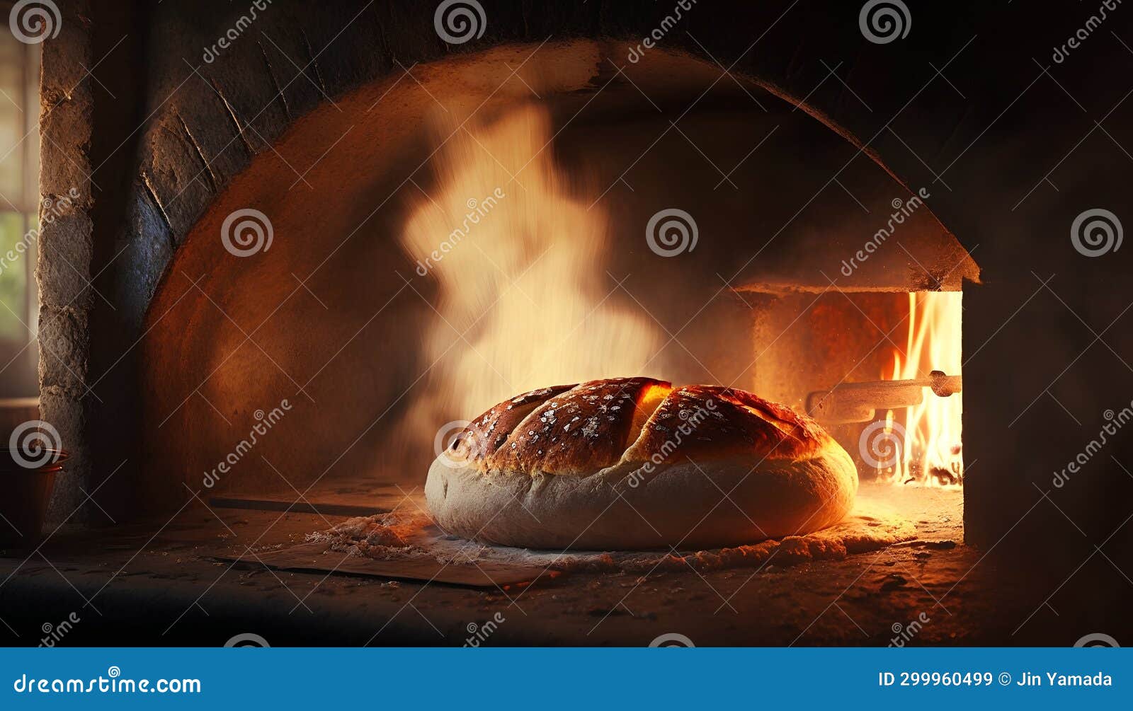 Baked Bread in the Oven. Bakery and Cooking Concept Stock Illustration