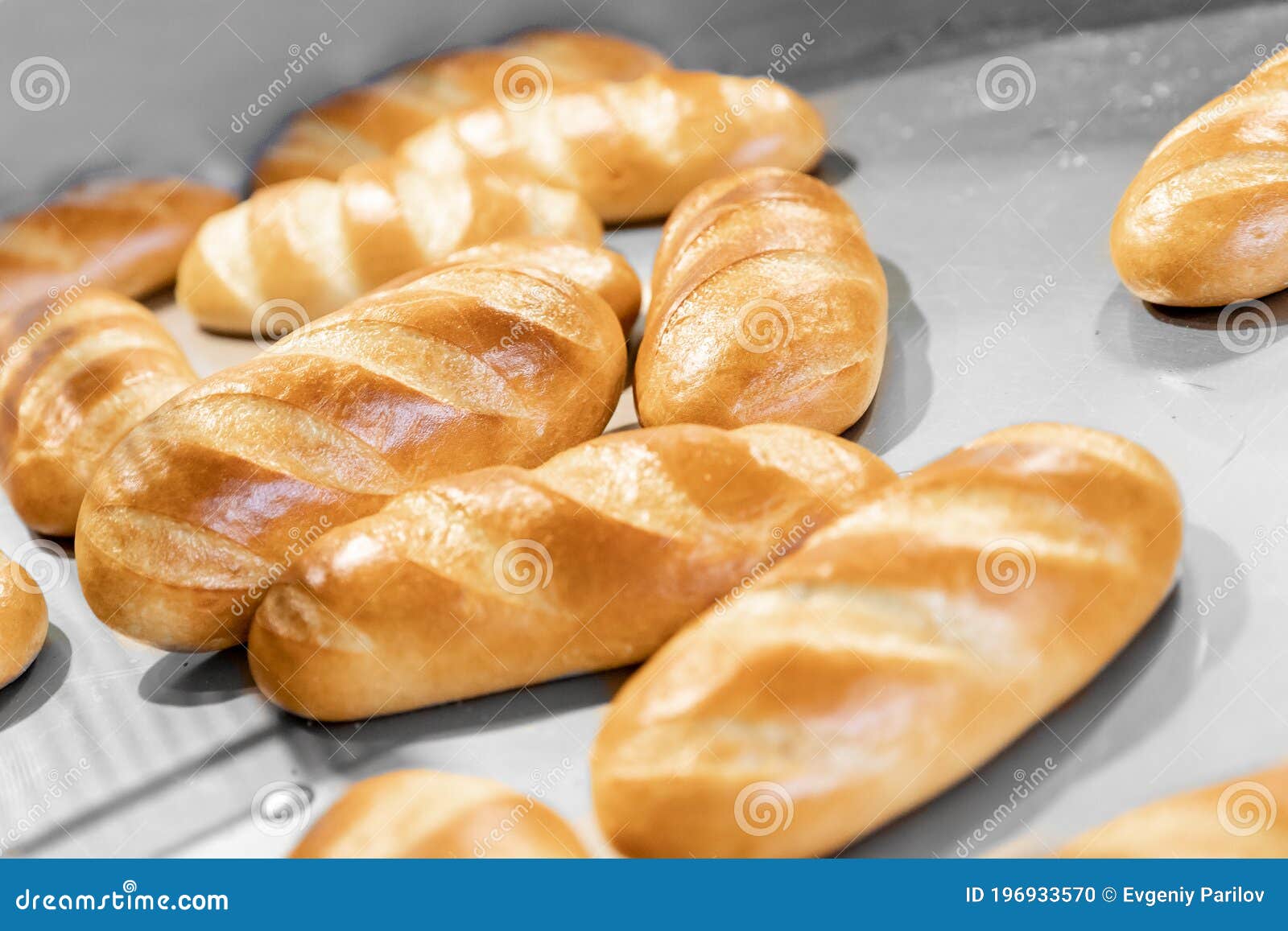 Baked Breads on Automatic Production Line Bakery from Hot Oven Stock Photo Image of baker