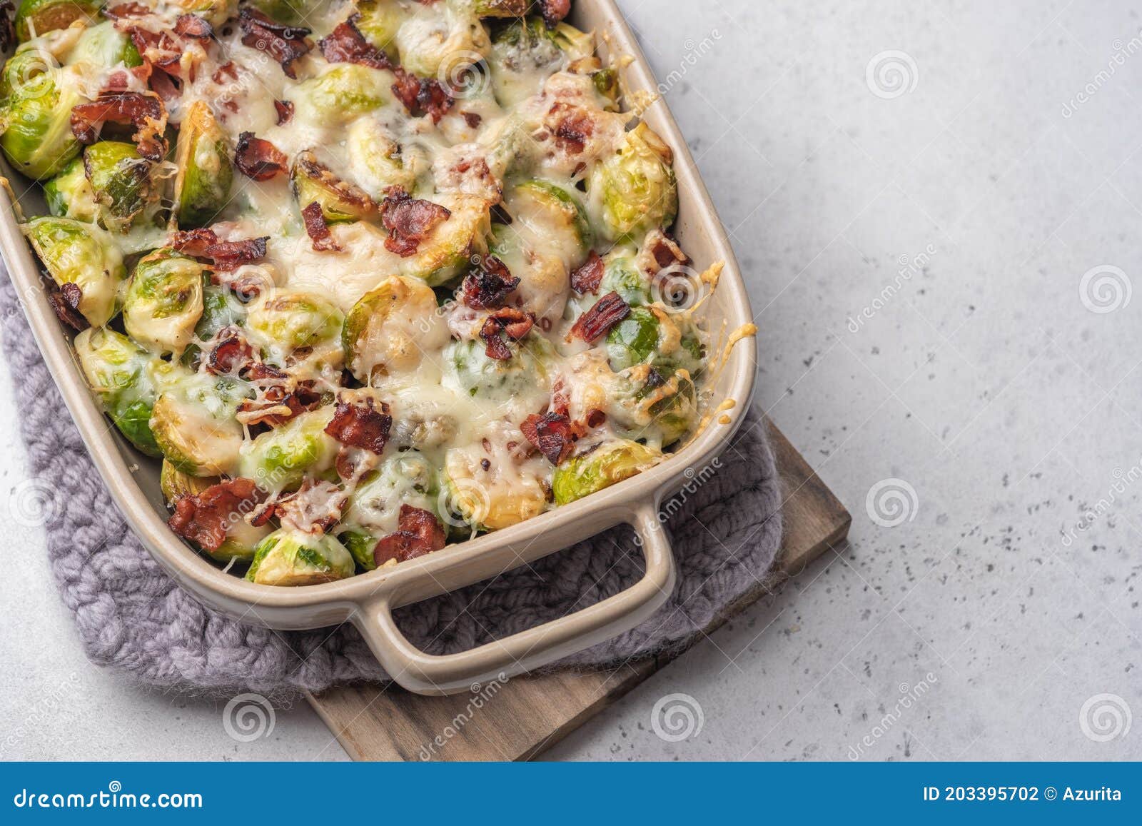 Baked Brussel Sprout Casserole with a Bacon Stock Photo Image of