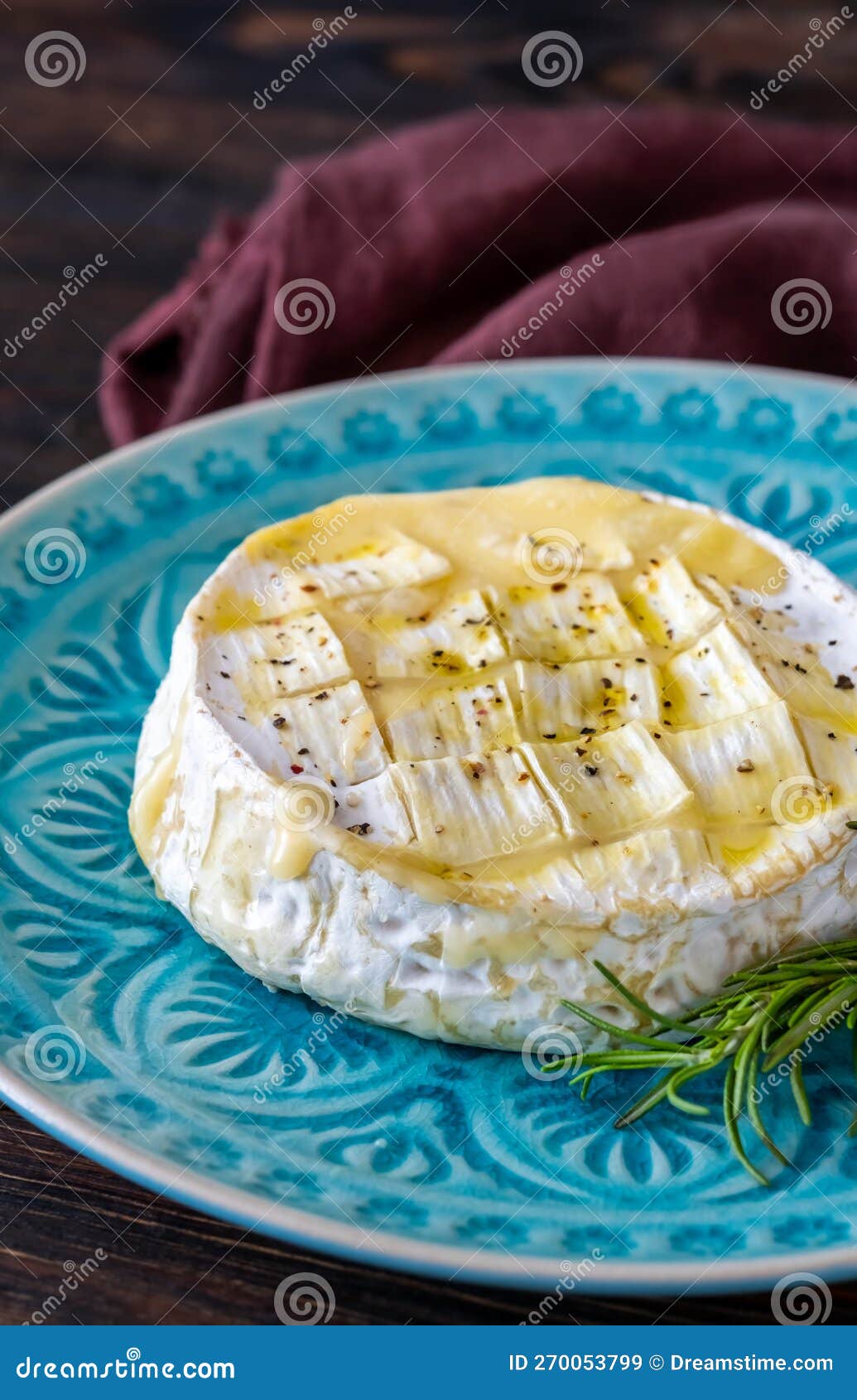 Baked Camembert Cheese stock image. Image of closeup 270053799