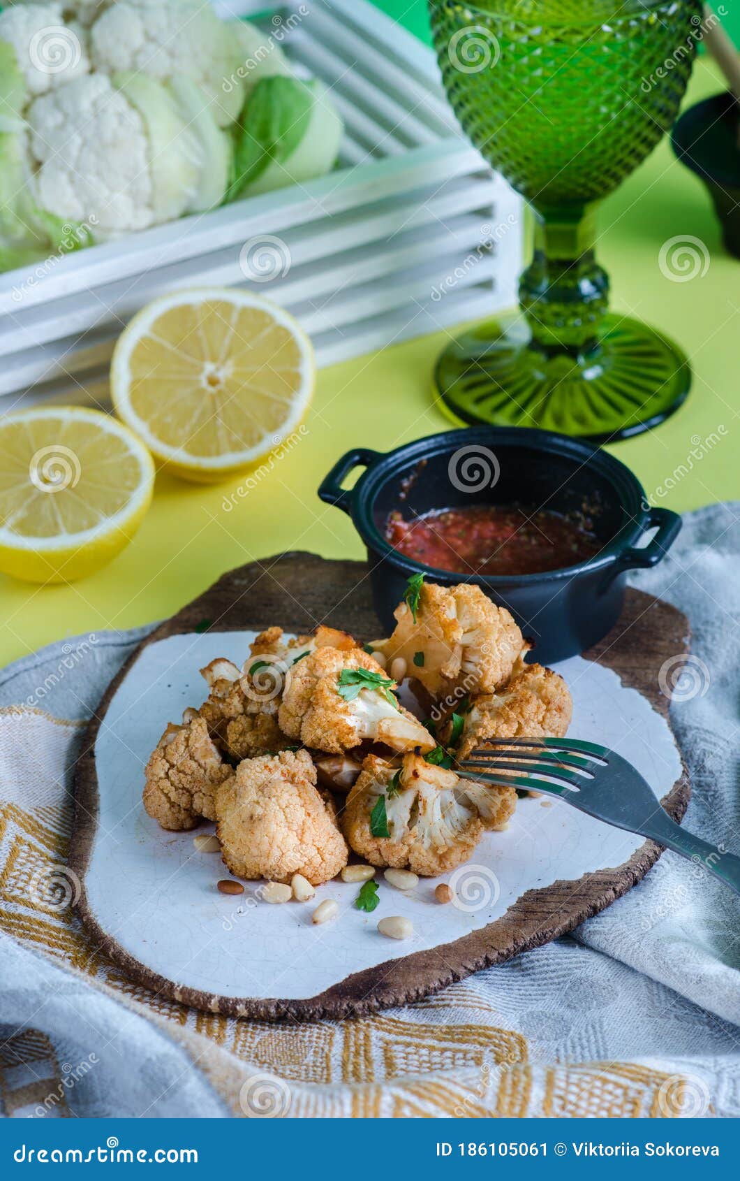 Baked Cauliflower with Bread Crumbs Stock Image Image of cauliflower