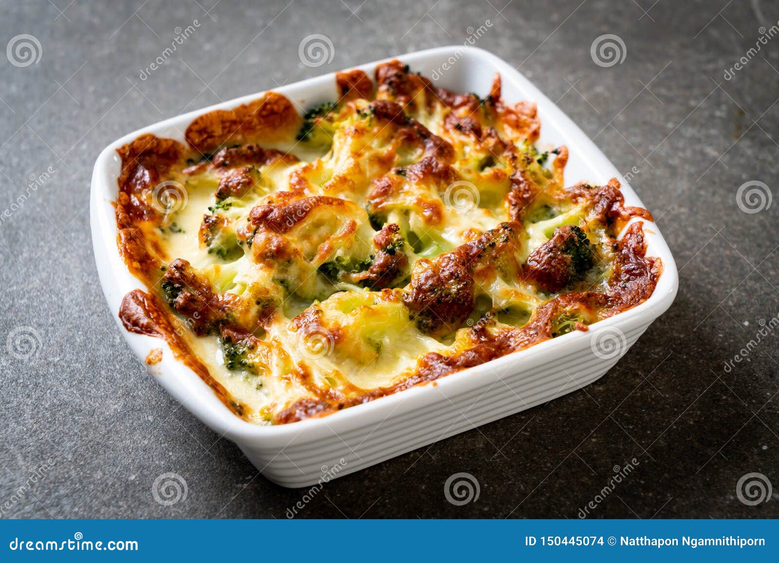Baked Cauliflower and Broccoli with Cheese Stock Photo Image of