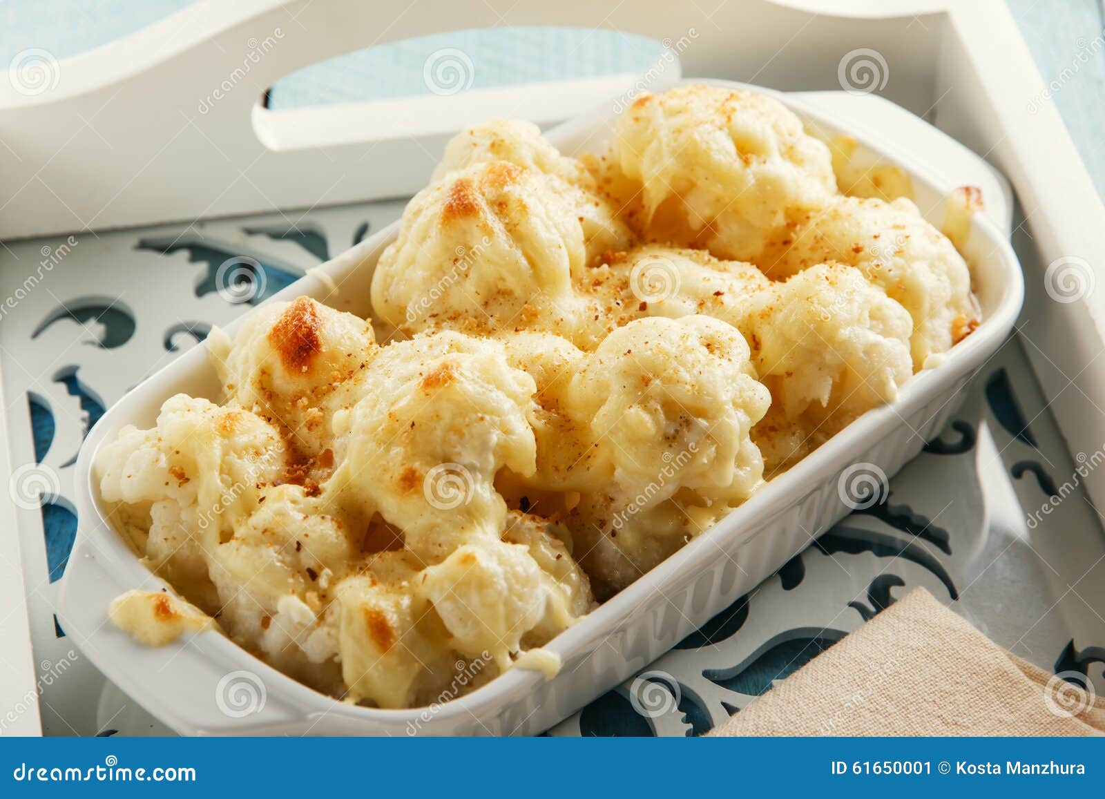 Baked Cauliflower with Cheese and Breadcrumbs Stock Image Image of