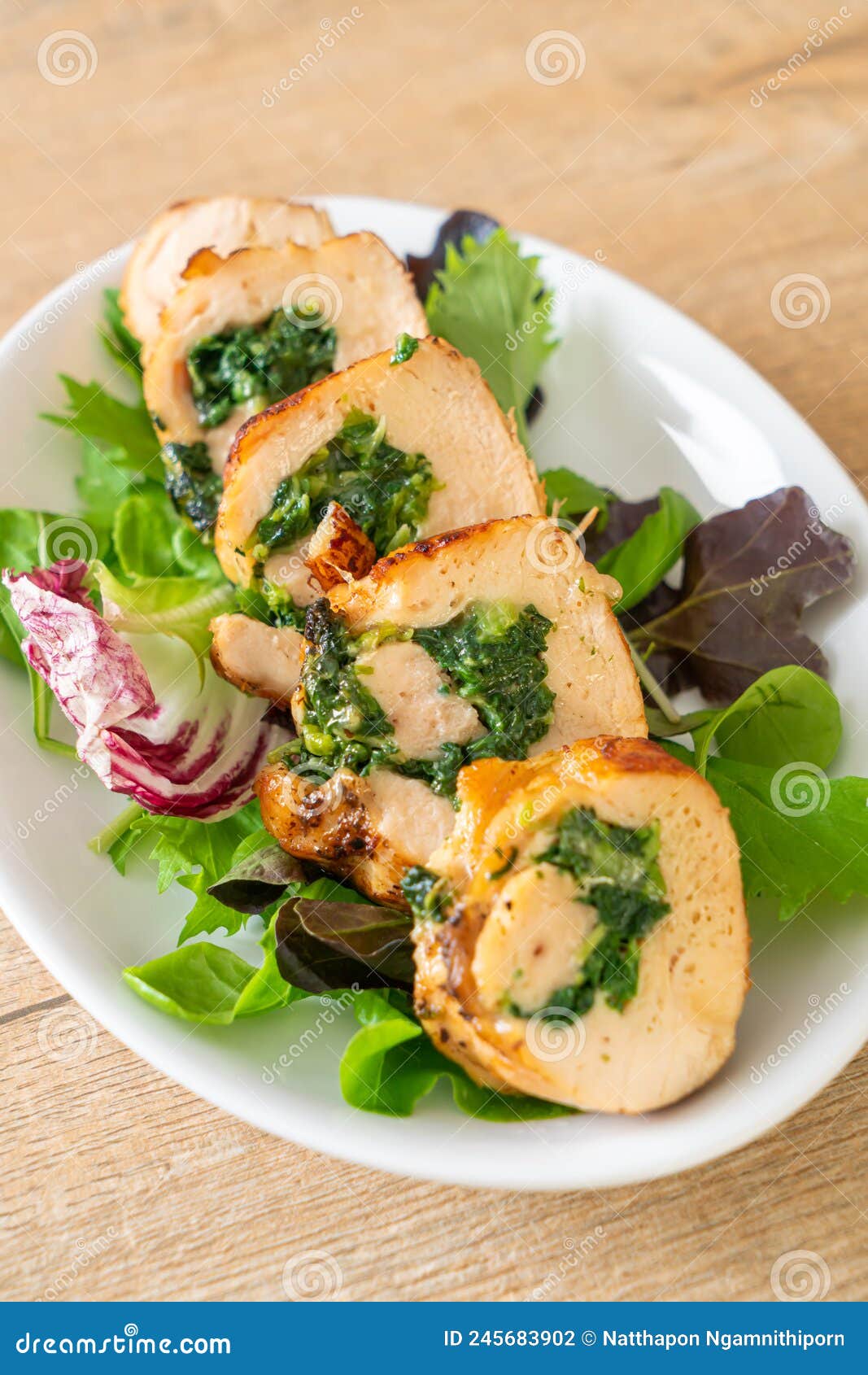 Chicken Breast Stuffed with Cheese and Spinach Stock Photo Image of
