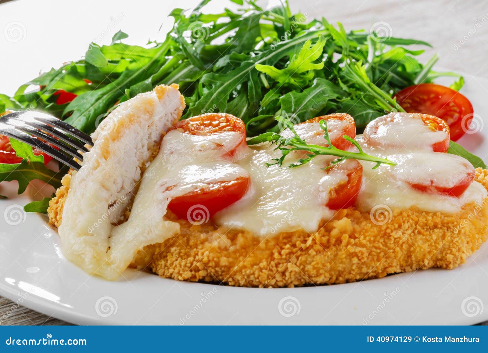 Baked Chicken with Mozzarella and Cherry Tomatoes Stock Image Image