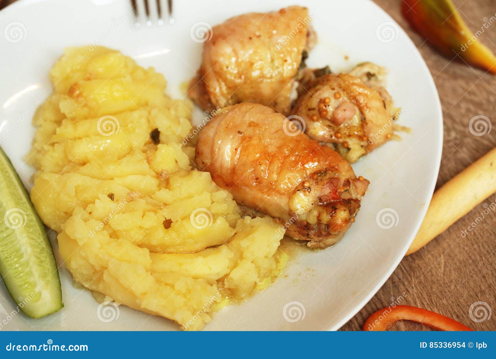 Baked chicken pieces. stock photo. Image of recipe, leaf - 85336954