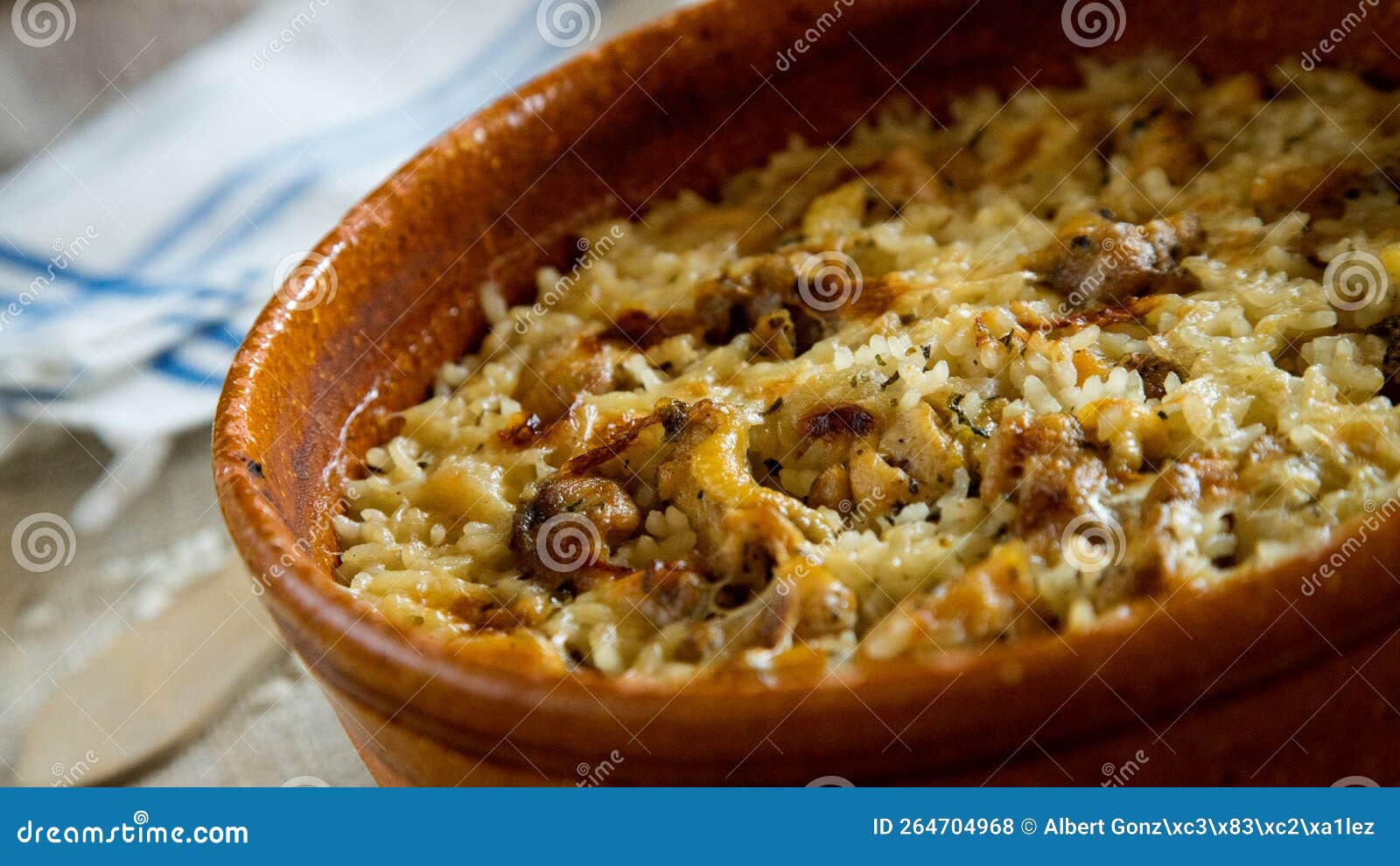 Baked Chicken Rice Paella with Vegetables. Traditional Spanish Recipe