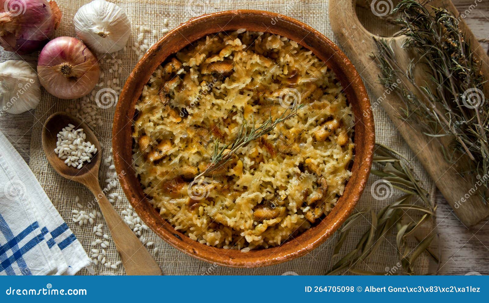 Baked Chicken Rice Paella with Vegetables. Traditional Spanish Recipe