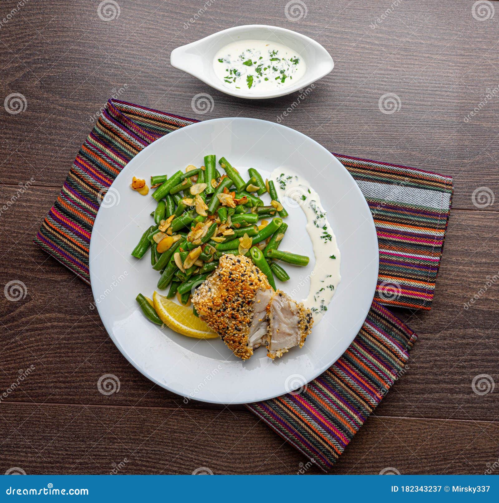 Baked cod with beans stock image. Image of dietary, delicatessen