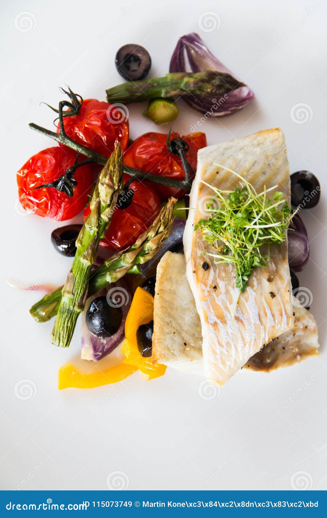 Baked Cod Fish with Asparagus Stock Image - Image of diet, filet: 115073749