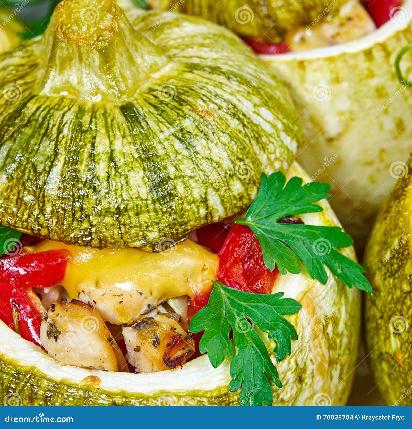Baked Courgettes Stuffed with Meat Stock Photo Image of basil, filled