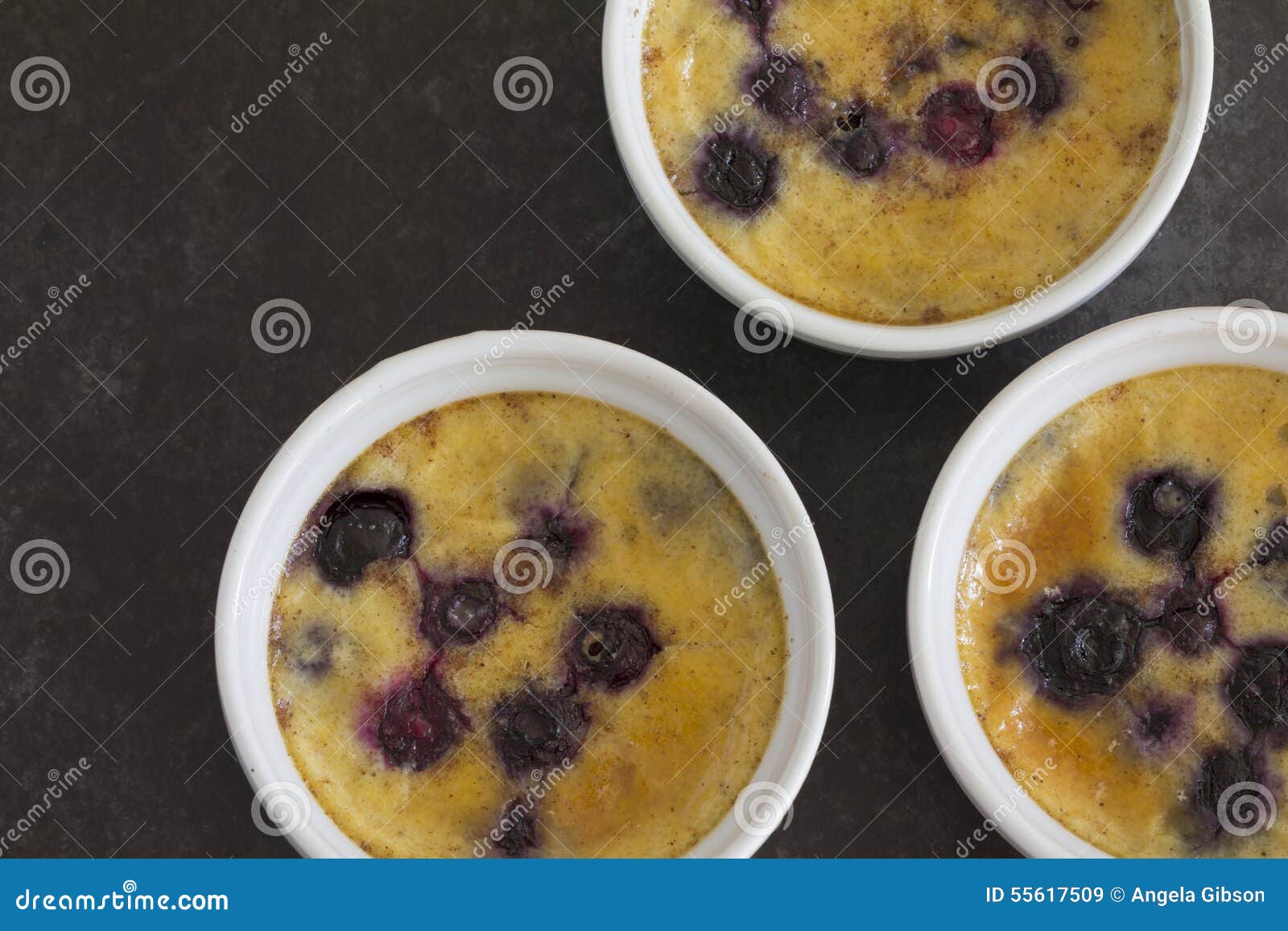 Baked Custard with Blueberries from Above Stock Image Image of snack
