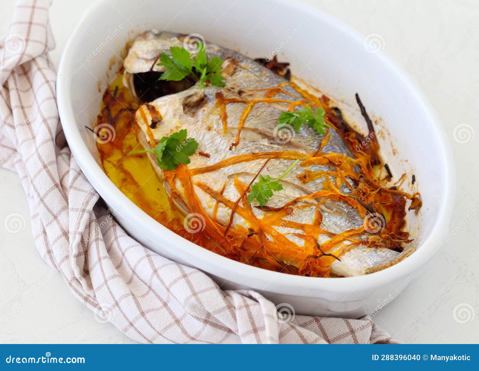 Baked Dorado Fish with Carrot Stock Photo Image of brunch, carrot