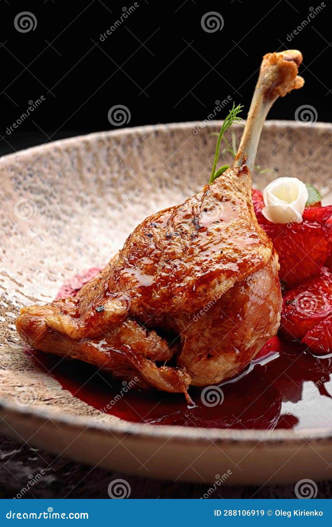 Baked Duck Leg in Sauce with Oranges Stock Image - Image of roast