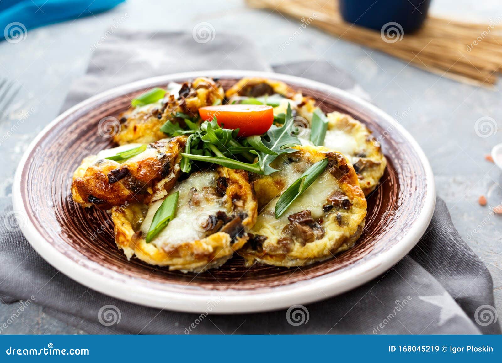 Baked Egg with Mushrooms and Cheese Stock Image - Image of dinner