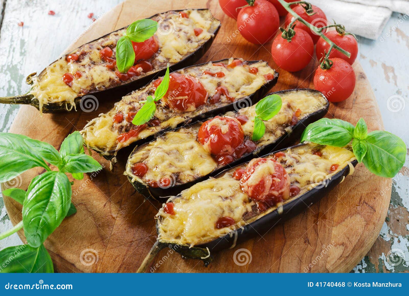 Baked Eggplant With Olive Oil, Garlic, Parsley Stock Photo 189584502