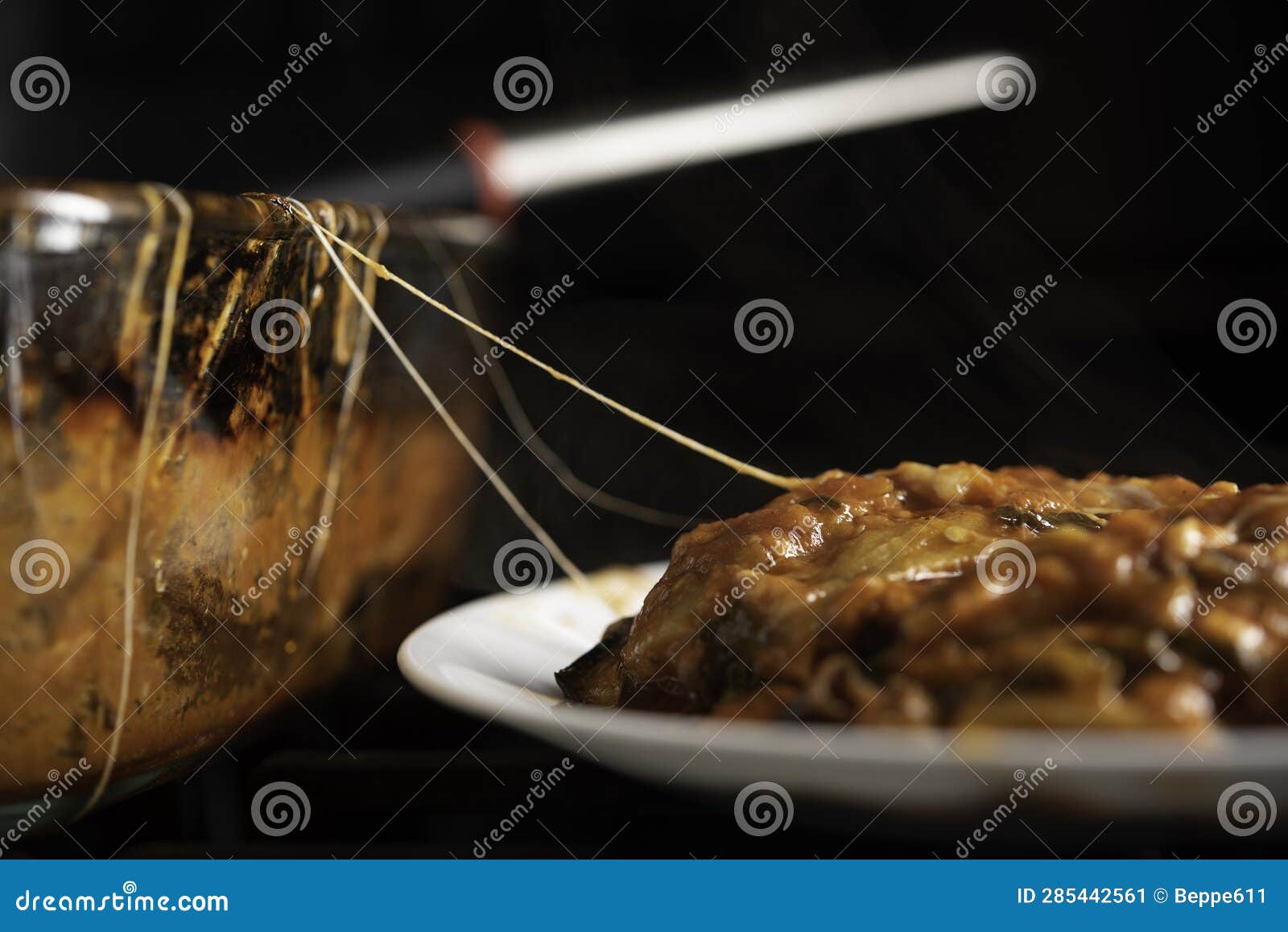 Baked Eggplant Parmigiana from Oven Stock Image Image of close